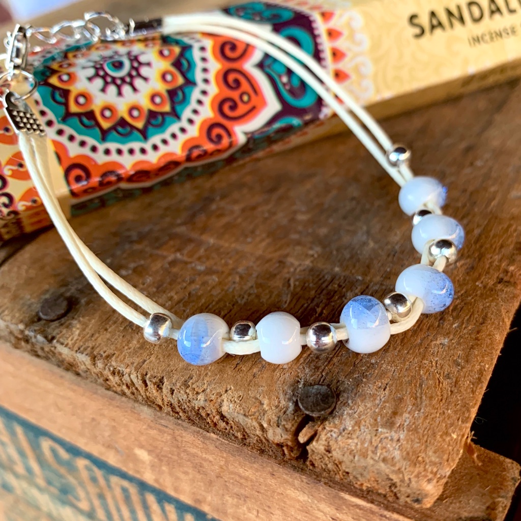 Boho Glazed Ceramic Bead Bracelet/Anklet